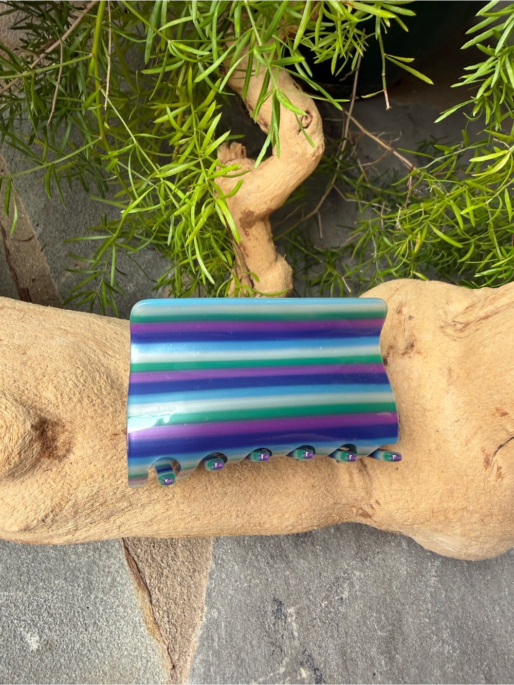 New🌟Anthropologie-Striped Blue & Purple Hair Claw Clip